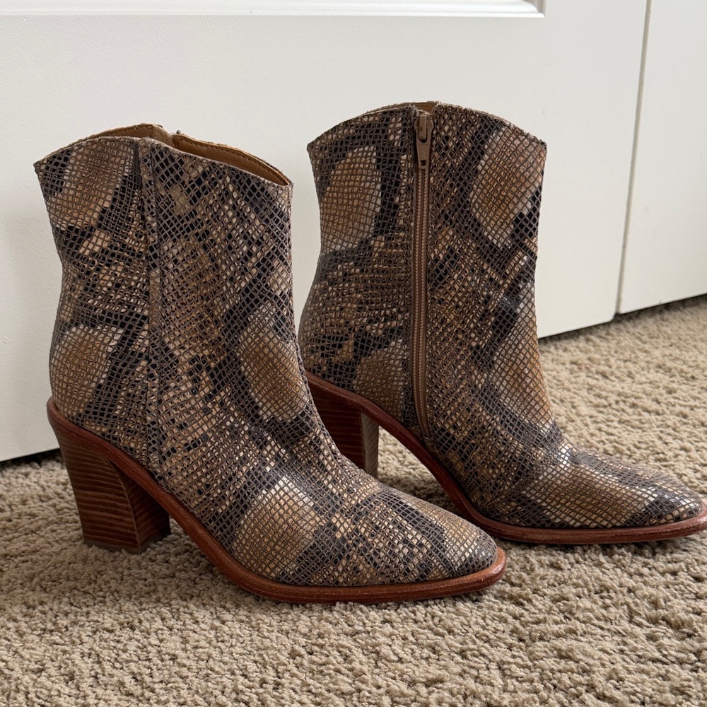 Free People Snakeskin Ankle Boots